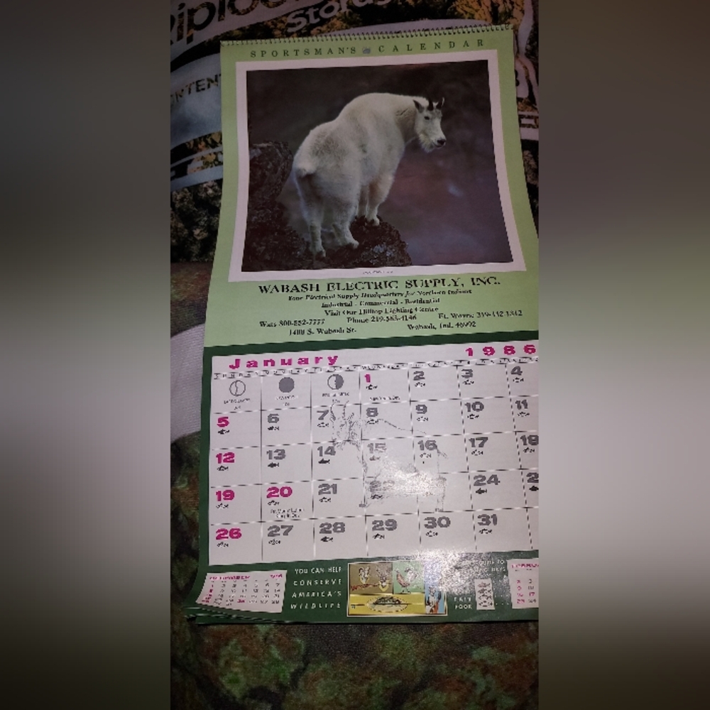 ☆Vintage 1986 Sportsmans Calendar☆